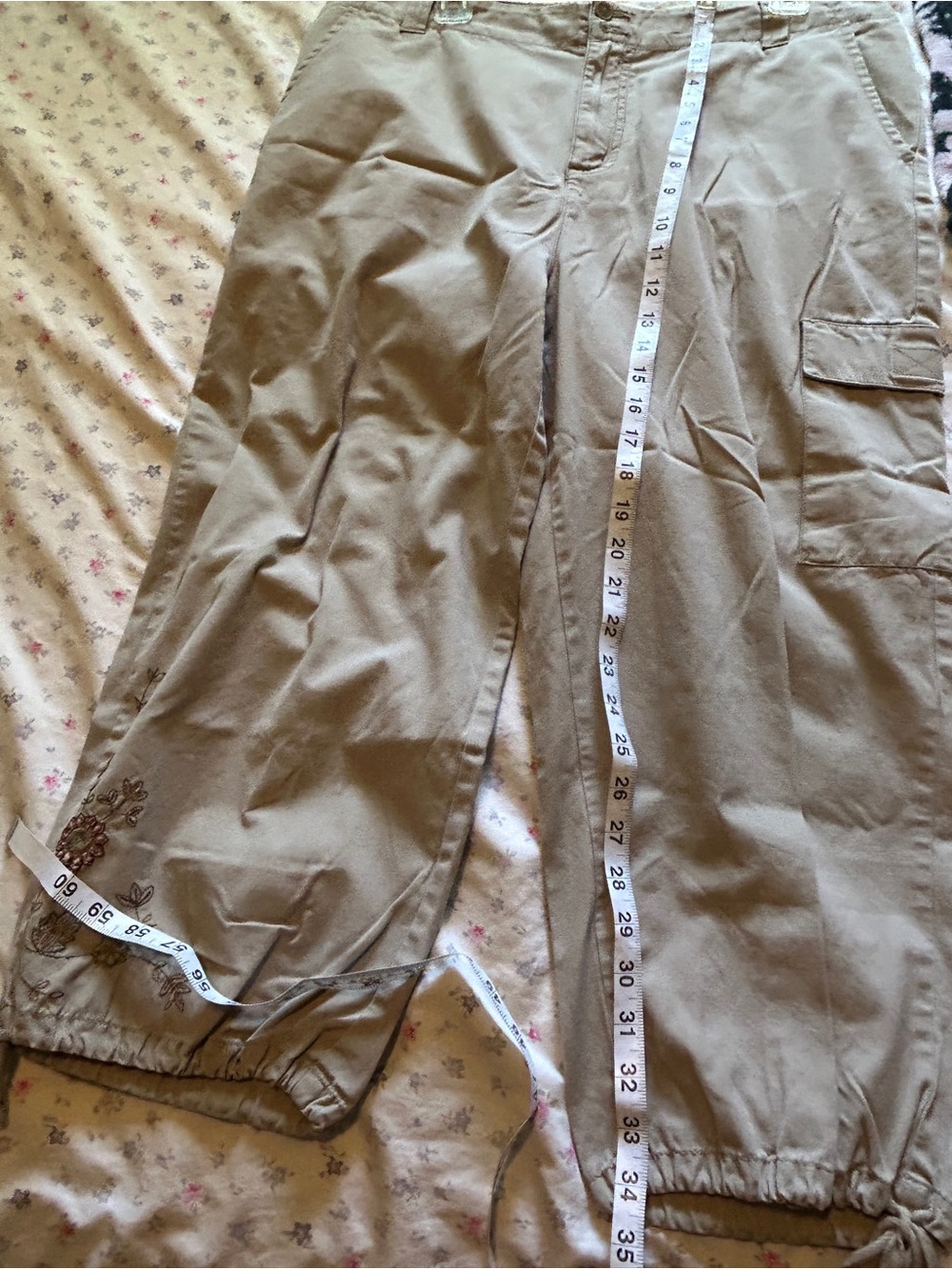 Women’s Casual Drawstring Hem Cargo Pants - Khaki